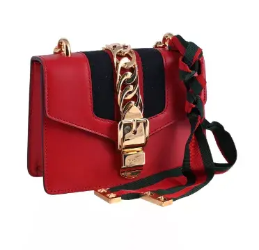 GUCCI, SYLVIEA RED LEATHER HANDBAG