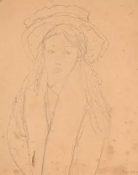 GWEN JOHN (BRITISH 1876-1939), GIRL WITH A LARGE HAT
