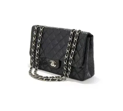 CHANEL, CLASSIC FLAP, A BLACK PERFORATED LAMBSKIN HANDBAG