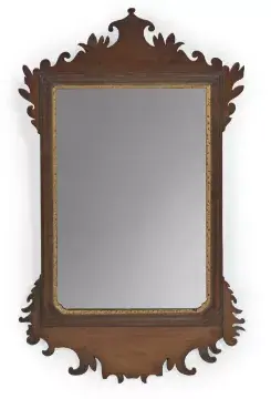 A GEORGE III AND LATER MAHOGANY SCROLL FRAME WALL MIRROR, CIRCA 1780 AND LATER