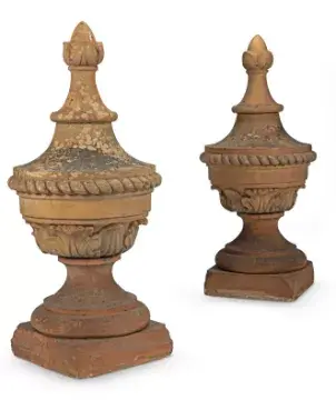 A PAIR OF TERRACOTTA FINIALS, 19TH CENTURY
