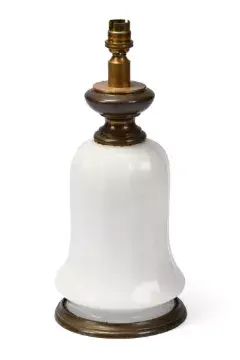 A MILK GLASS AND GILT METAL TABLE LAMP, MODERN, SUPPLIED BY ROBERT KIME