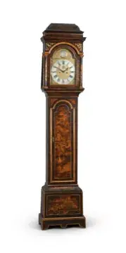 A GEORGE III TORTOISESHELL CHINOISERIE JAPANNED EIGHT-DAY LONGCASE CLOCK