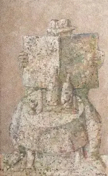 λ DOMENICO GNOLI (ITALIAN 1933-1970), MAN READING NEWSPAPER