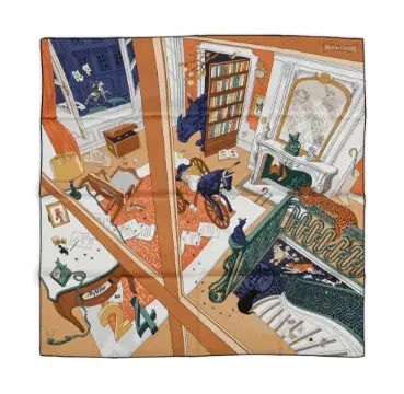 HERMÈS, MYSTERE AU 24, A SILK SCARF