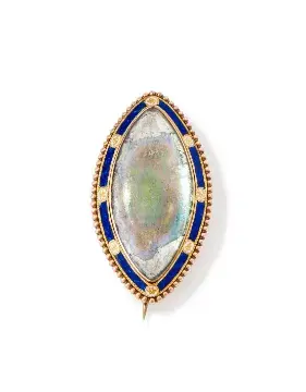A GEORGE III AND LATER ENAMEL BROOCH
