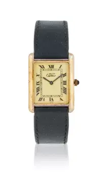 CARTIER, MUST DE CARTIER, TANK, A SILVER GILT WRISTWATCH