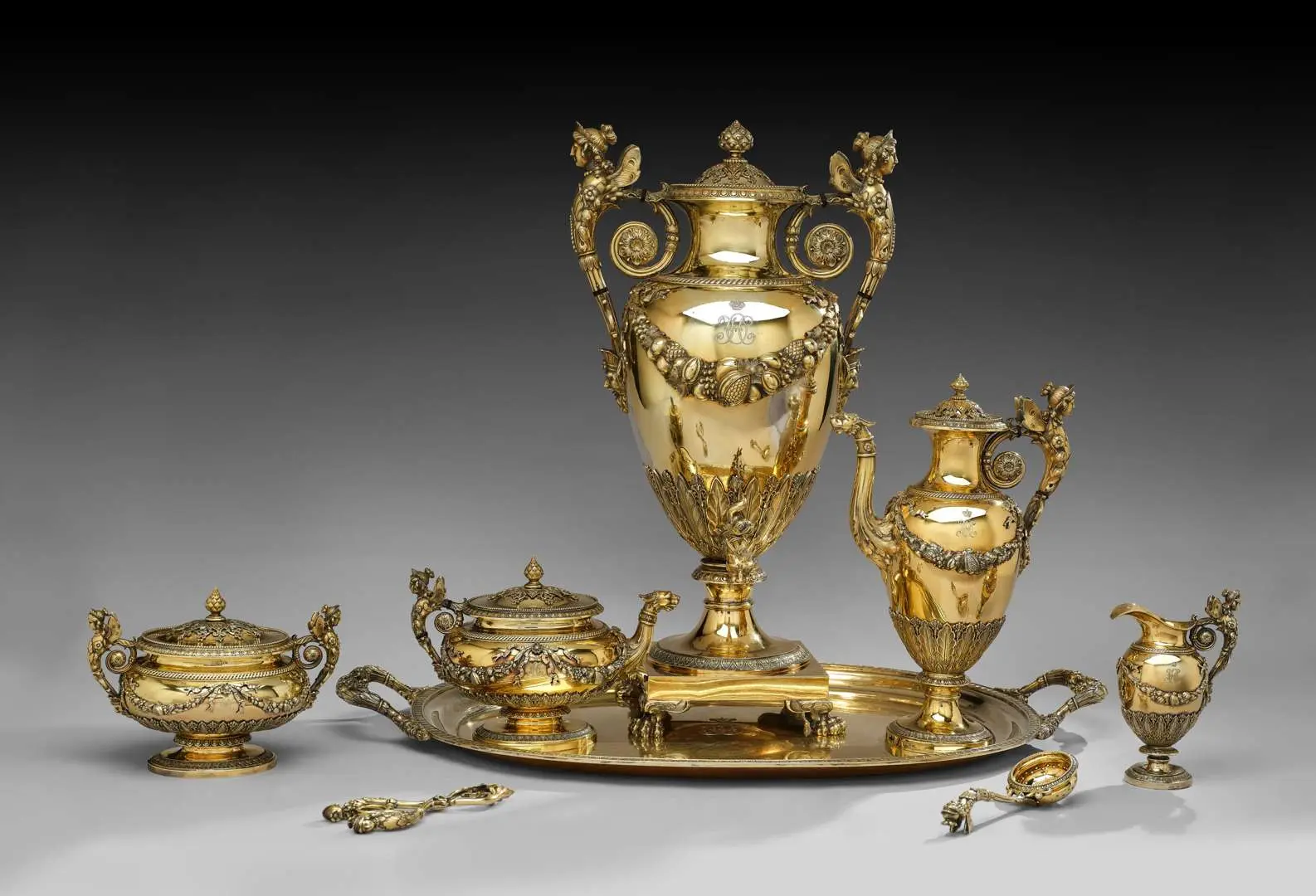 IMPORTANT VERMEIL TEA AND COFFEE SERVICE BELONGING TO GRAND DUCHESS