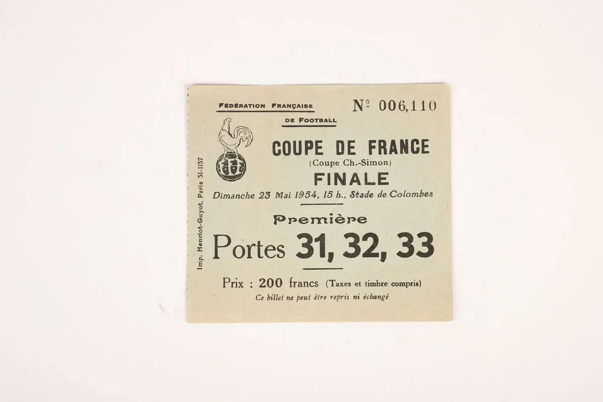 FOOTBALL French Cup Ticket, Tickets de la Finale 1954