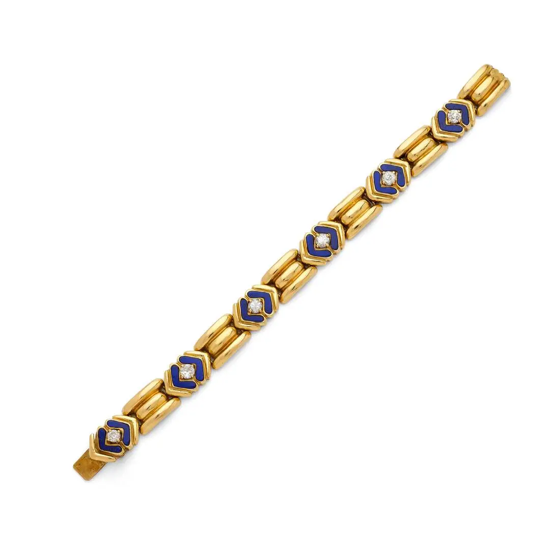 “GEOMETRIC” BRACELET, Lapis Lazuli et or 18K Poids : 56,3 g