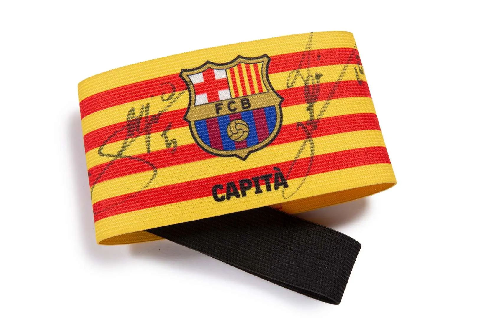 FOOTBALL Lionel MESSI, FC Barcelona captain’s armband, signed by the