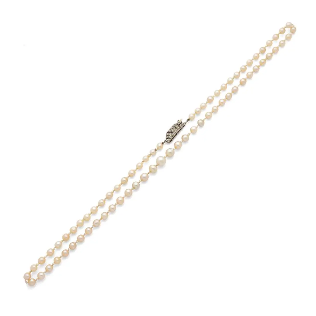 “FINE PEARLS” NECKLACE, A necklace of what are said to be fine pearls
