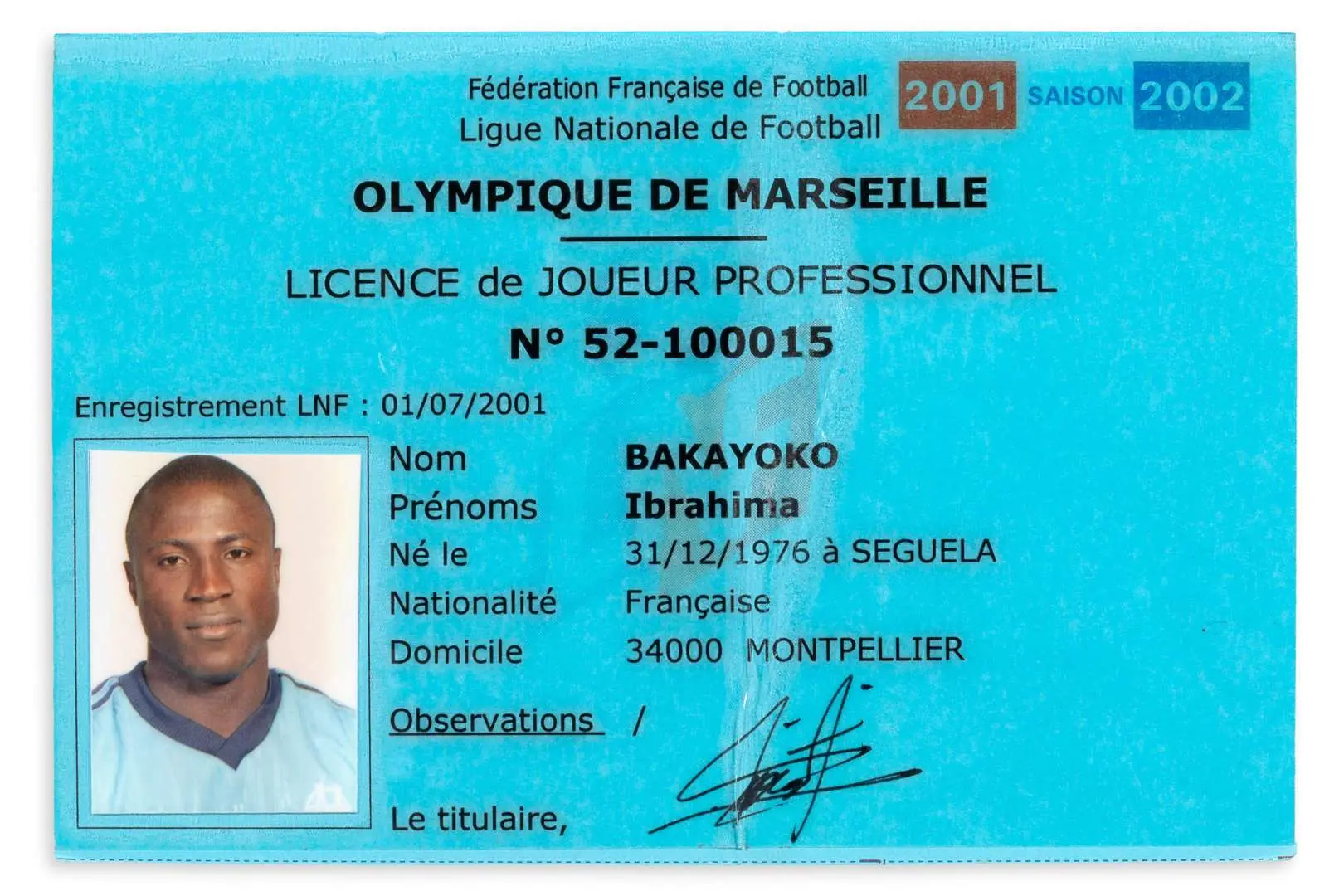 FOOTBALL - Ibrahima BAKAYOKO, Saison 2001 - 2002