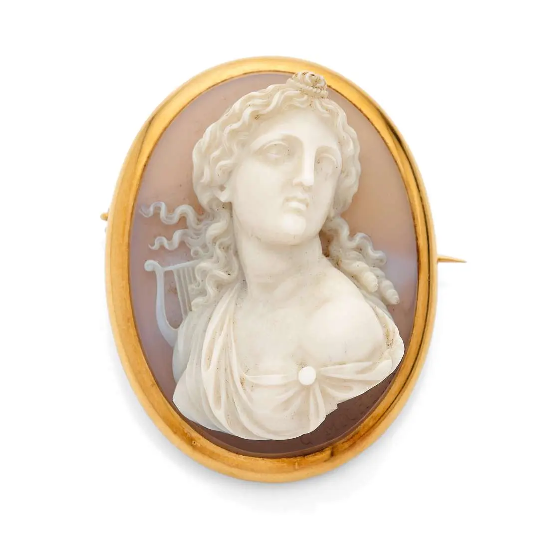 “WOMAN WITH A LYRE” CAMEOS BROOCH