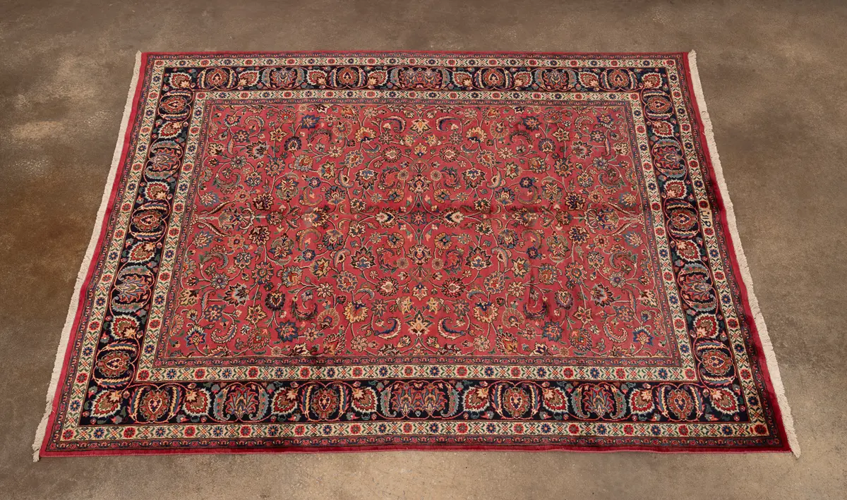 Persian Mashad Rug, 20th C., Red/Navy