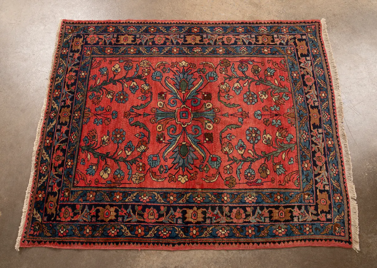 Persian Hamadan Rug, 20th C., Bright Red/Blue