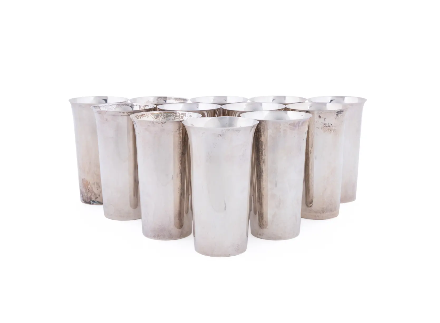 Twelve Sterling Silver Tumblers, 20th Century, American