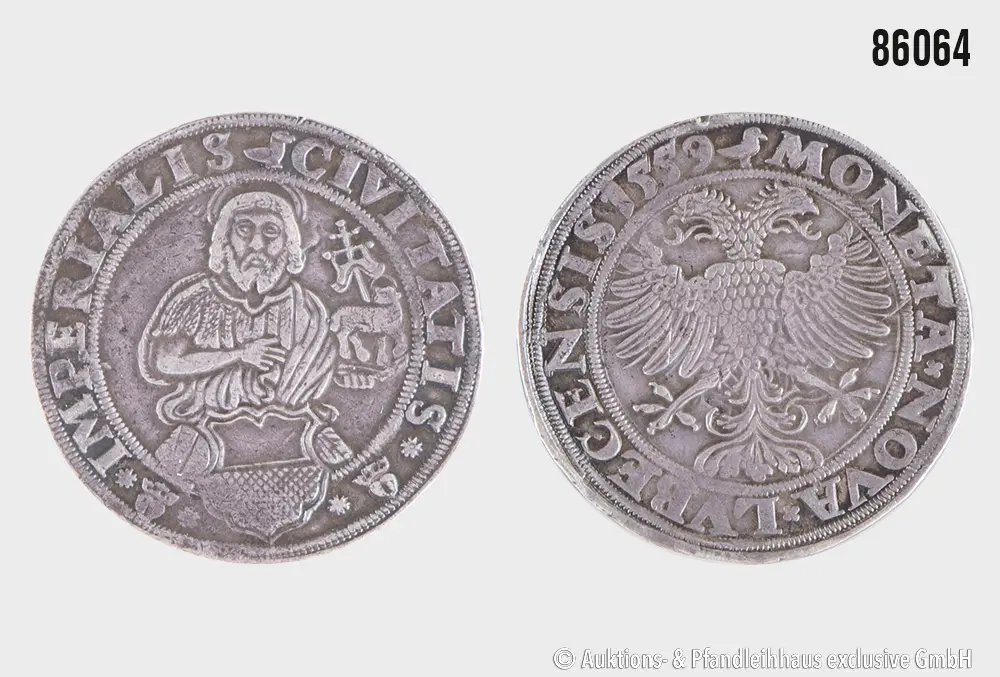 Lübeck Taler 1559, Dickmünzen Gewicht 28,59 g, Dalemann Ente auf ca.