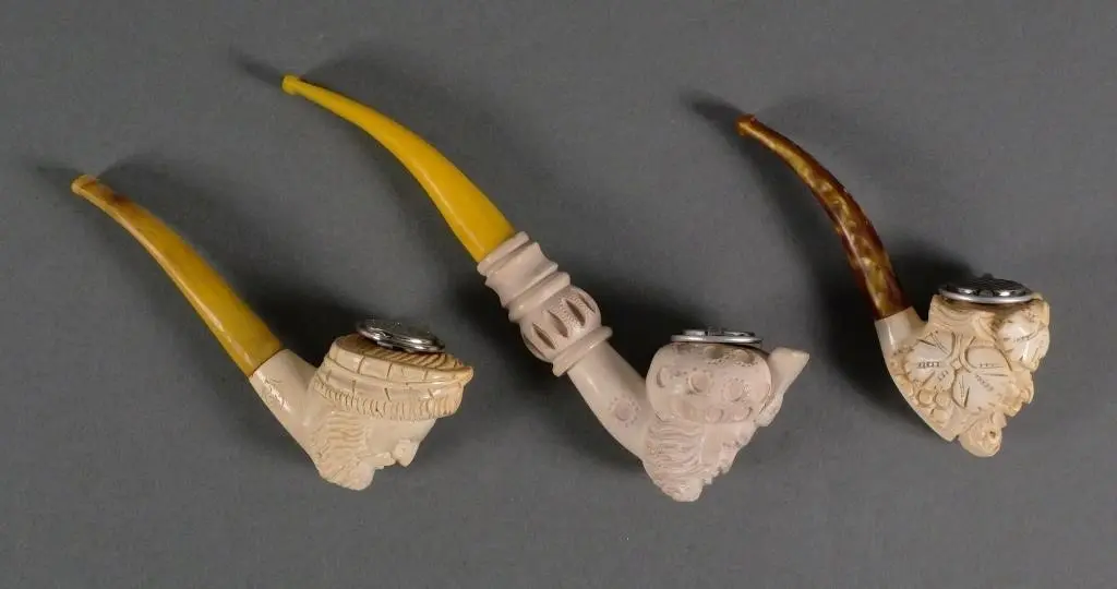 Vintage Hand-Carved Meerschaum Smoking Pipes