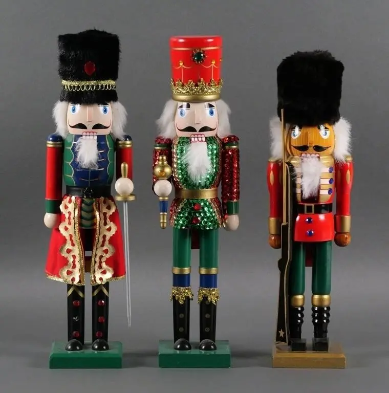 (3) Large Wooden Christmas Nutcrackers