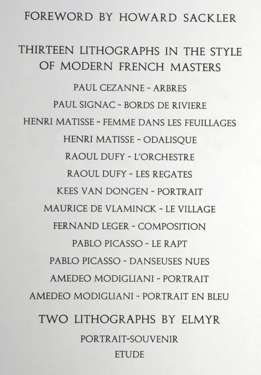 SET ELMYR LITHOGRAPH HOMMAGE SERIES