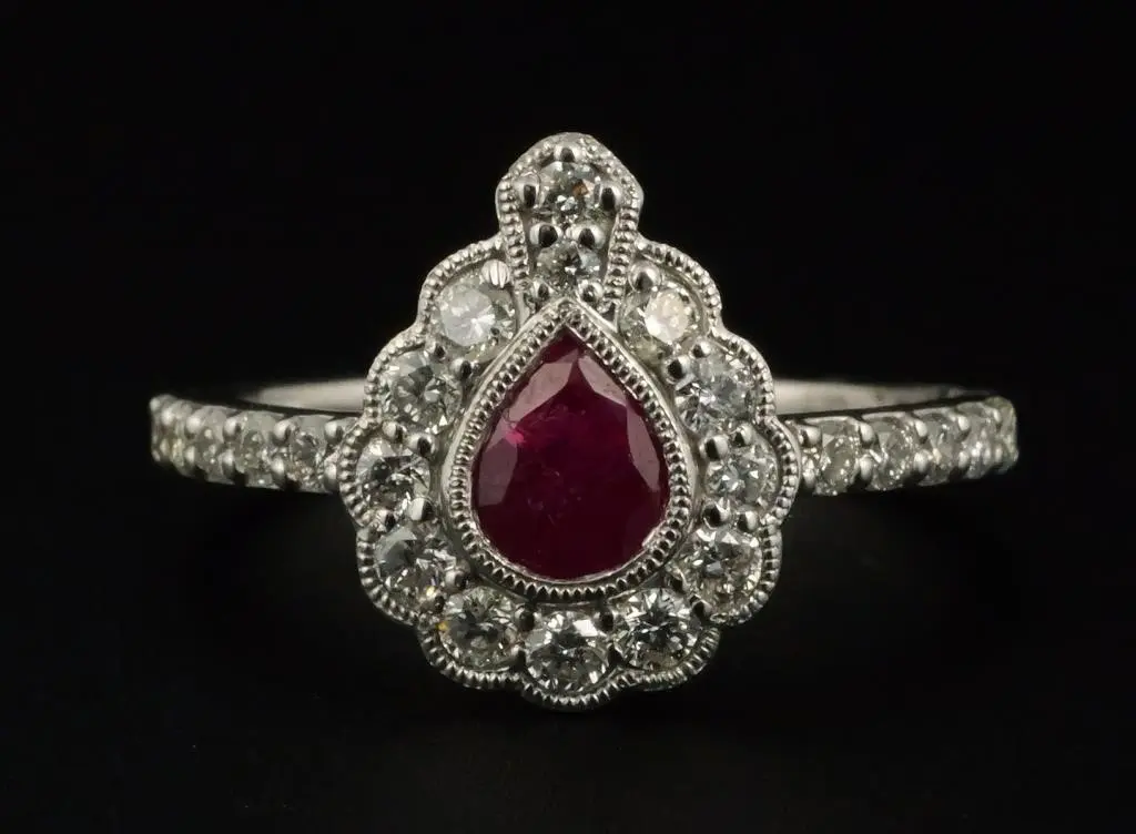 GIA 0.72ct Unheated Ruby Diamond Platinum Ring