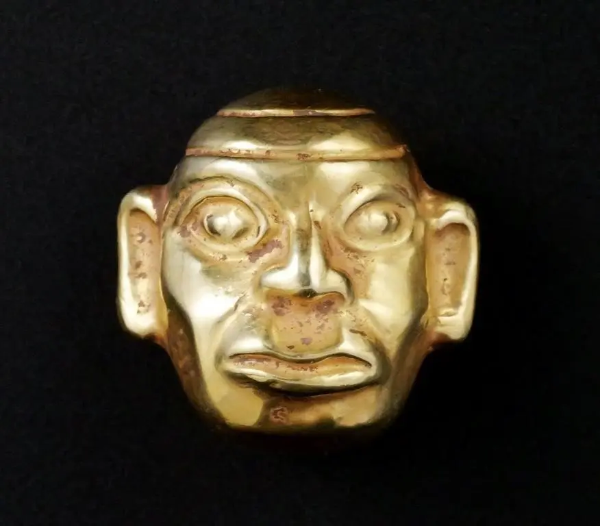 14KT Gold Pre-Columbian Head Bead