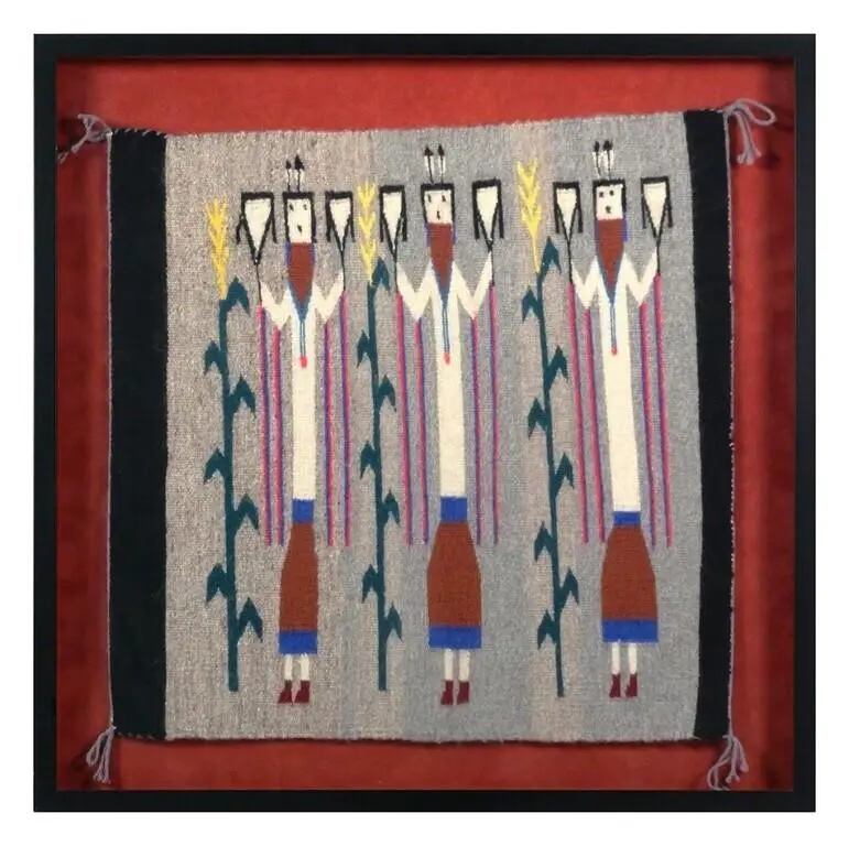 Vintage Navajo 3 Figure Yei Rug