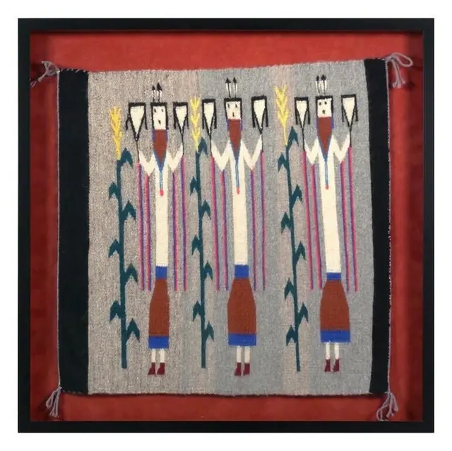 Vintage Navajo 3 Figure Yei Rug