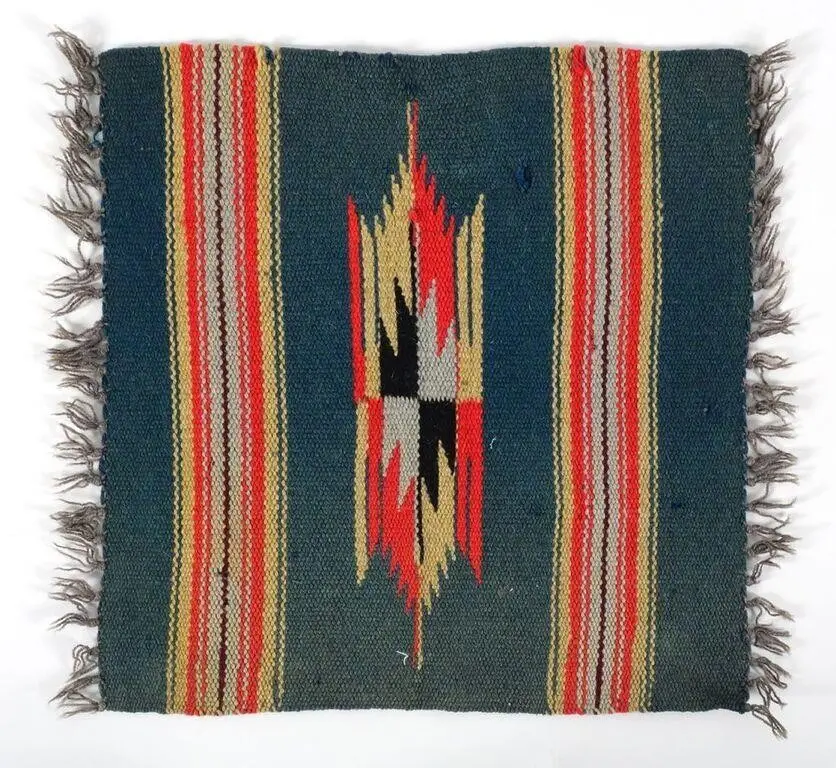 Vtg Native American Chimayo Wool Mat