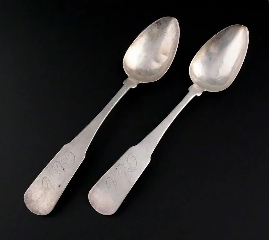 (2) Antique American W. Bessac Coin Silver Spoons