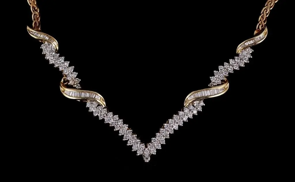 14K Yellow Gold & Diamond Necklace, 13.2g