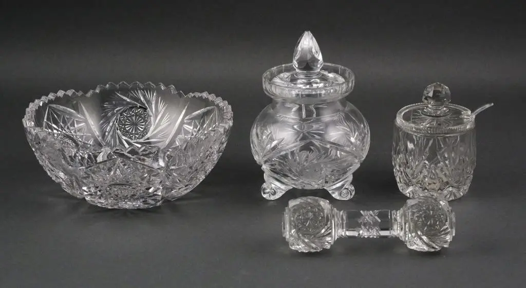 (4) Vintage Cut Glass Serving Pieces