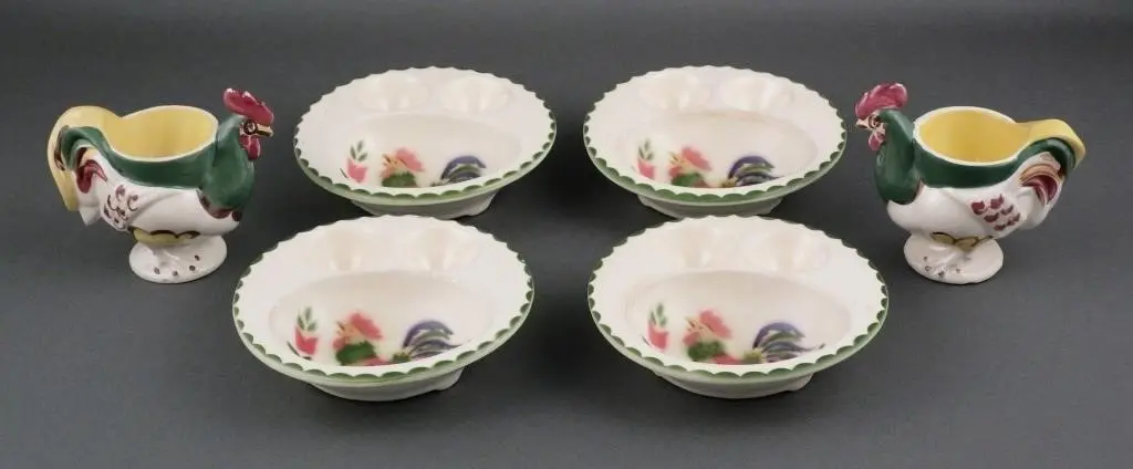 (6) Cardinal China & Mon-Aire Rooster Egg Ware