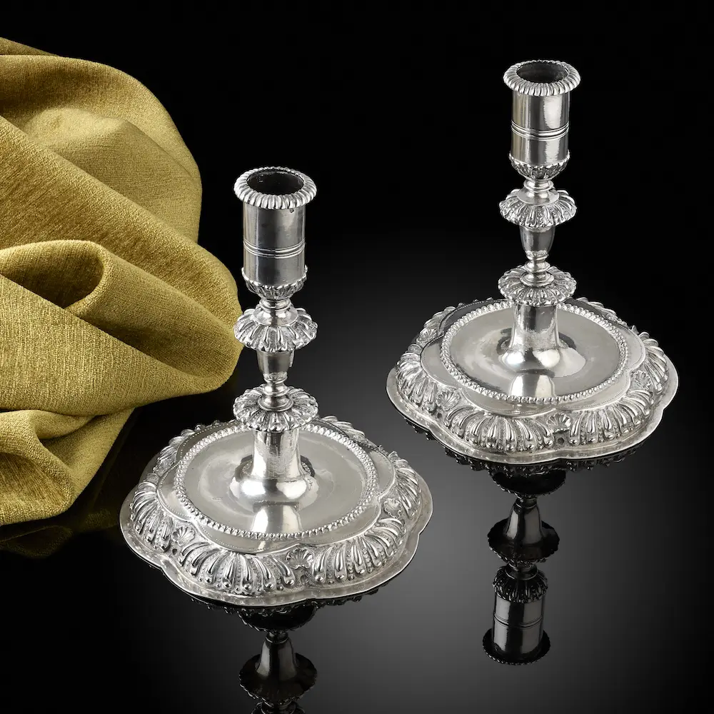 A fine pair of Baroque silver Candlesticks