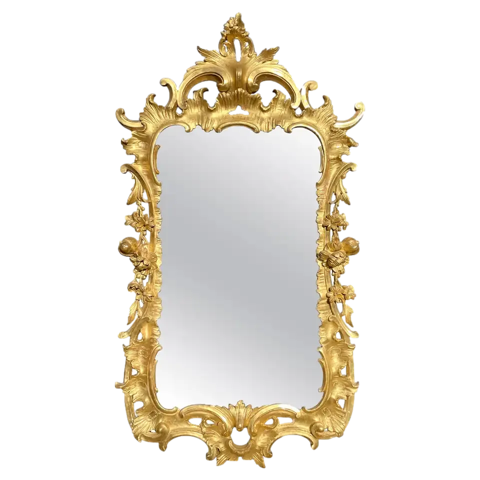 George III Chippendale carved giltwood mirror