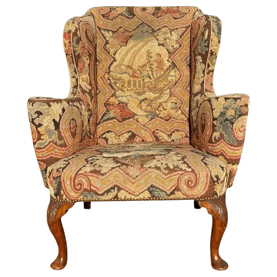 Early 18th century walnut wing chair George I period