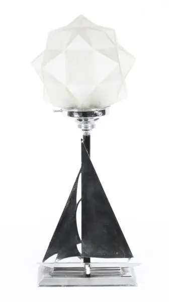 Antique Art Deco Chrome Sail Yacht Lamp c.1920