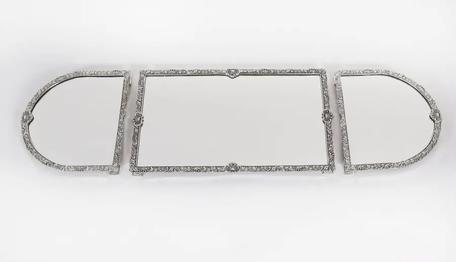 Antique French Silver Plated Mirrored Surtout de Table Plateau Circa