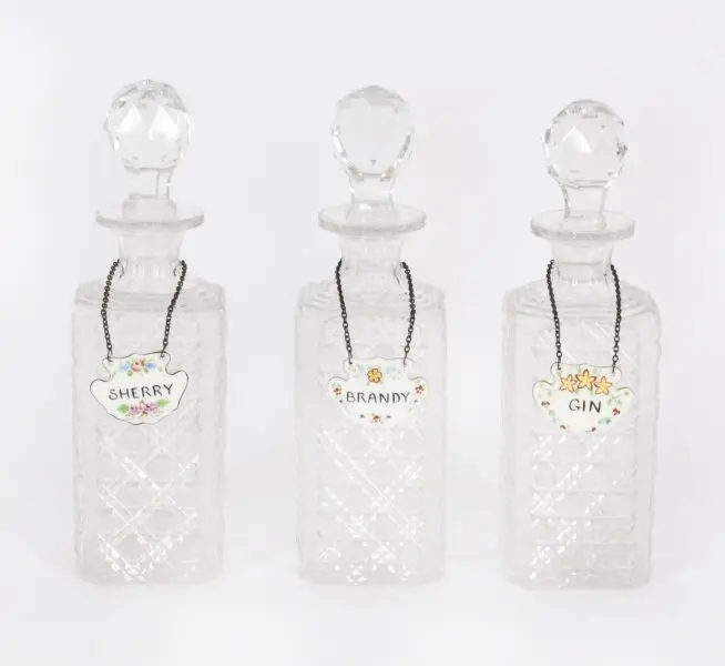 Vintage Group of 3 Crystal Cut Glass Decanters 20th C