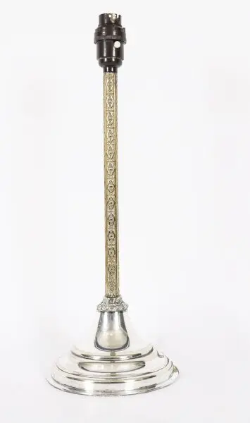 Antique Silver Plated Parcel Gilt Table Lamp by Mappin & Webb's 19th C
