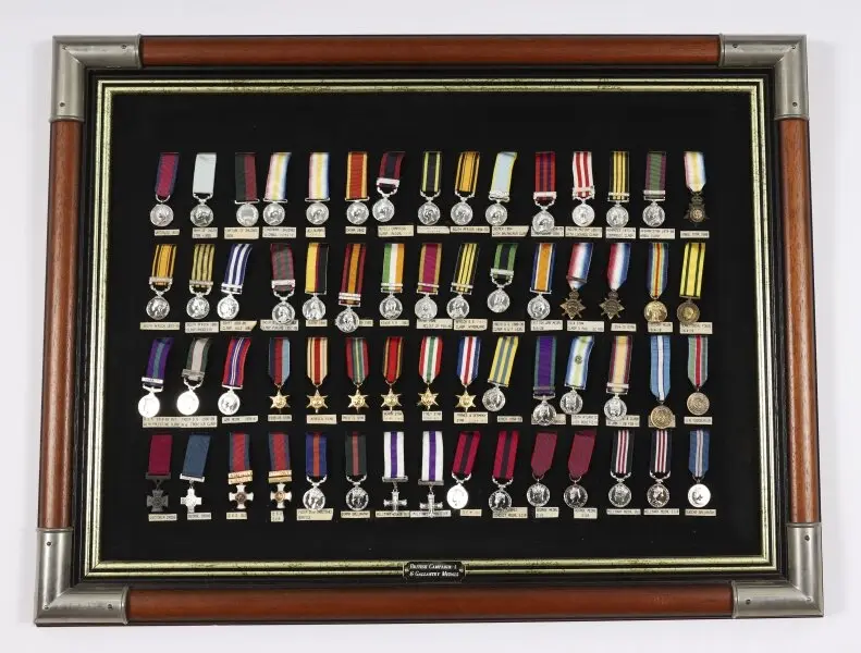 Vintage Framed Display of British Gallantry & Campaign Medals 20th Century