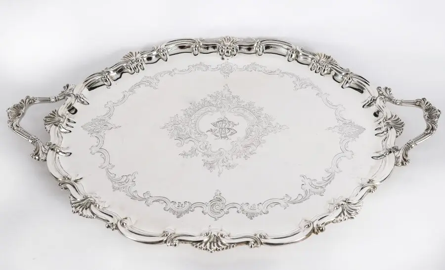 Antique Victorian Oval Silver Plated Tray Thomas Bradbury & Sons 19th C
