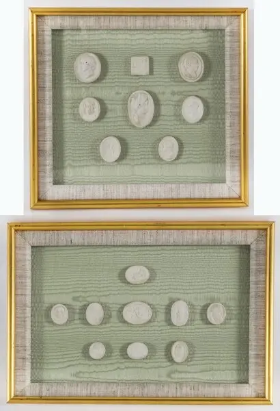 Antique Pair Framed Grand Tour Plaster Intaglios 19th C