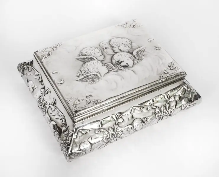 Antique Victorian Sterling Silver Casket by William Comyns & Sons 1898