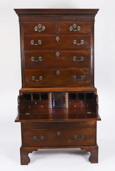 Antique George III Mahogany Chest on Chest Secretaire Circa 1770 18th C