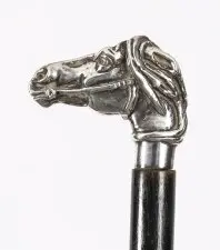 Antique Silver Novelty Horse Head Walking Cane Stick19th Century 91 cm 36 inch