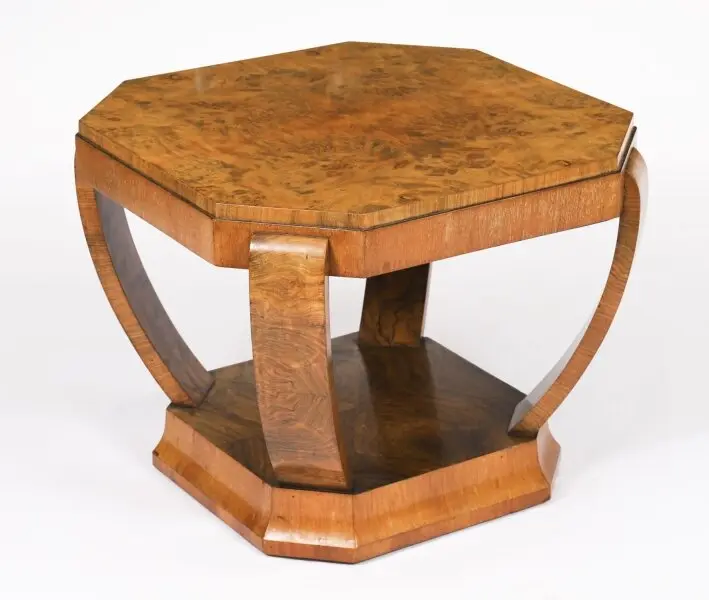 Antique Art Deco Burr Walnut Coffee Table Circa 1920