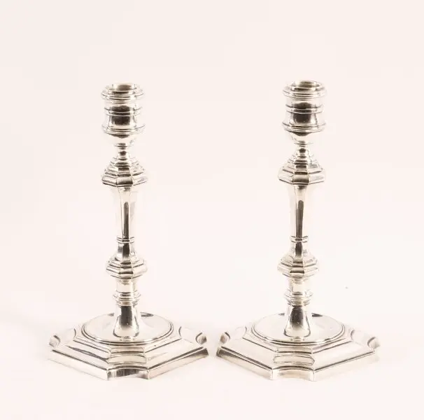 Antique Pair lSilver Plated Candlesticks By Elkinton & Co C1920