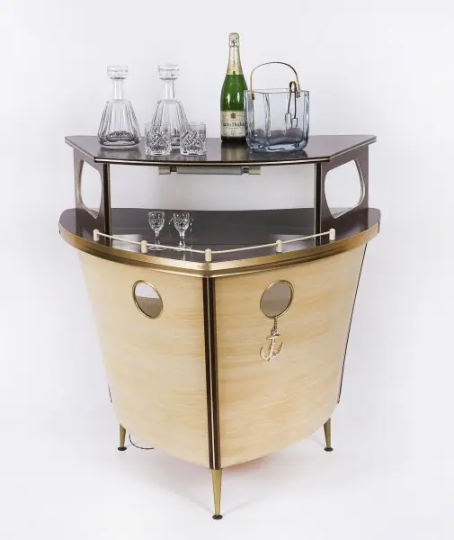 Vintage Modernist Boat Cocktail Bar Umberto Mascagni Harrods C1950